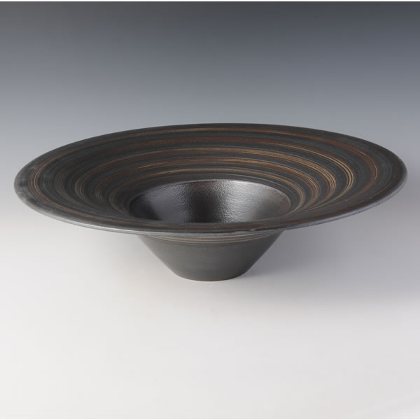 TETSUYU WARABAKE HIRABACHI (Bowl with Iron glaze and Brash Mark of straw) Koishiwara ware