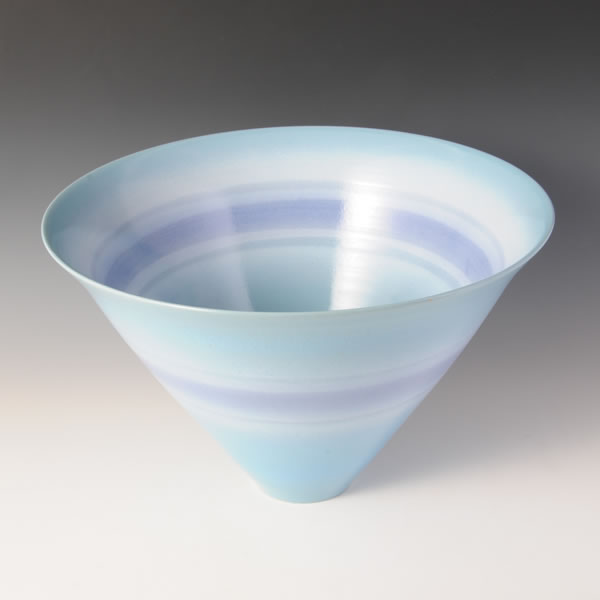 AOSAI KAKEWAKE SENMONBACHI (Bowl with Blue decoration and Line design) Koishiwara ware