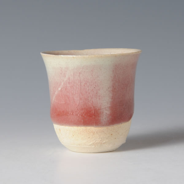 SHINSHA SAKENOMI (Sake Cup with underglaze Red) Karatsu ware