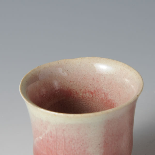 SHINSHA SAKENOMI (Sake Cup with underglaze Red) Karatsu ware