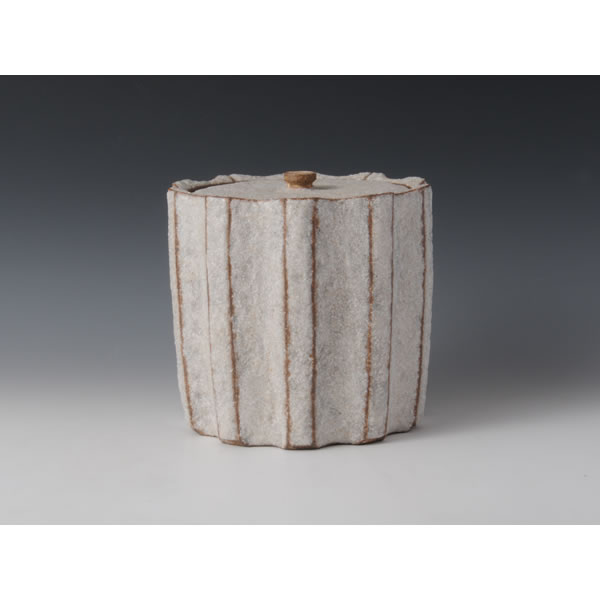 SEKISAI KOKUMON MIZUSASHI (Fresh-water Jar with Decorated Stone Grains & Line Engraving design B) Kyoto ware