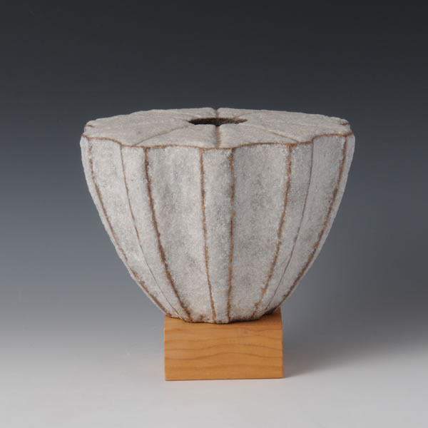 SEKISAI KOKUMON KI (Jar with Decorated Stone Grains & Line Engraving design A) Kyoto ware