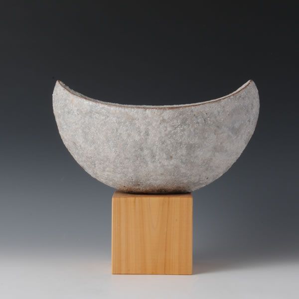 SEKISAI KAKI TSUKI (Flower Vase with Decorated Stone Grains "Moon") Kyoto ware