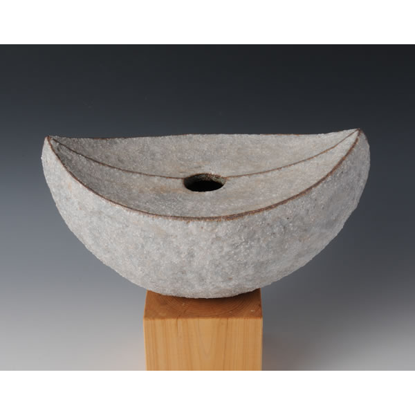 SEKISAI KAKI TSUKI (Flower Vase with Decorated Stone Grains "Moon") Kyoto ware