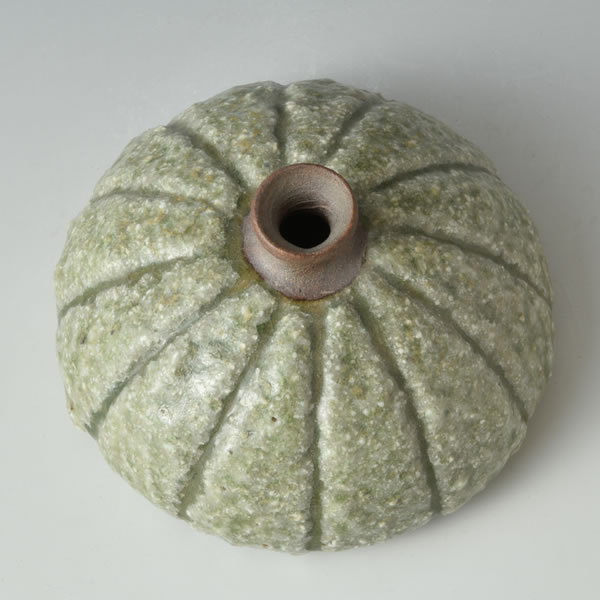 URI KAKI (Flower Vase in the shape of gourd with Decorated Stone Grains) Kyoto ware
