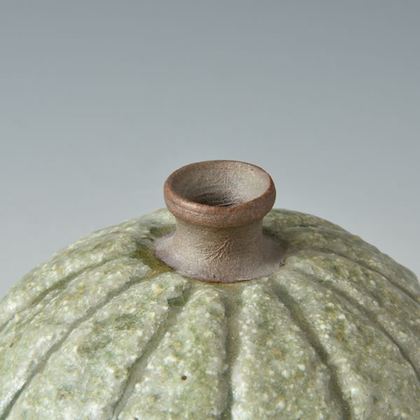 URI KAKI (Flower Vase in the shape of gourd with Decorated Stone Grains) Kyoto ware