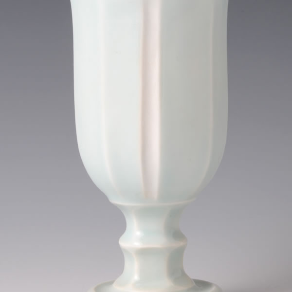 SEIHAKUJI TAKAHAI (White Porcelain Sake Cup with Pale Blue glaze C) Kyoto ware