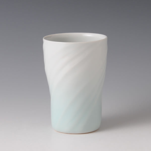 SEIHAKUJI FREECUP (White Porcelain Cup with Pale Blue glaze B) Kyoto ware