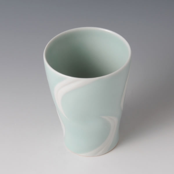 SEIHAKUJI FREECUP (White Porcelain Cup with Pale Blue glaze A) Kyoto ware