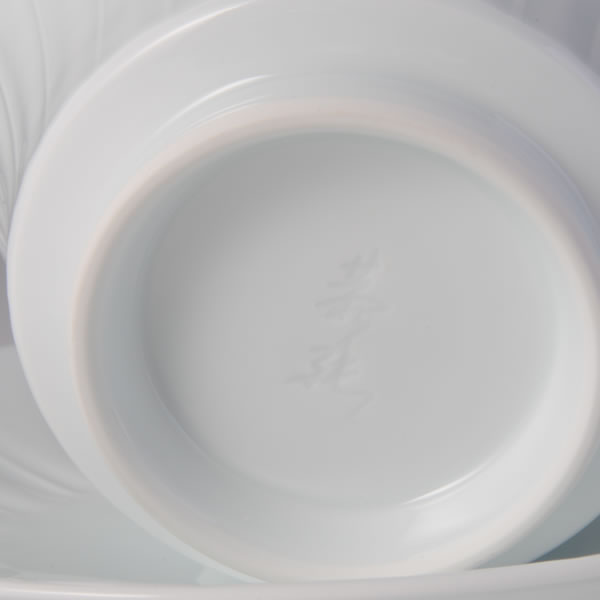 白磁線彫スープ碗皿 B