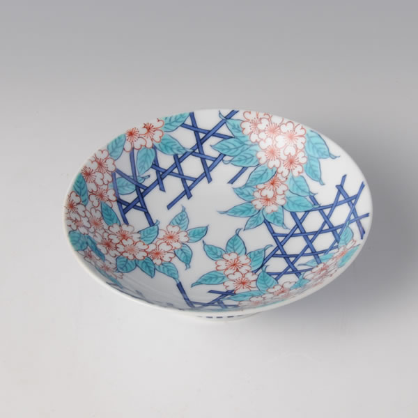 Japan Pottery Net / 色鍋島垣根桜五寸高台皿 Japan Pottery Net / 色鍋島垣根桜五寸高台皿