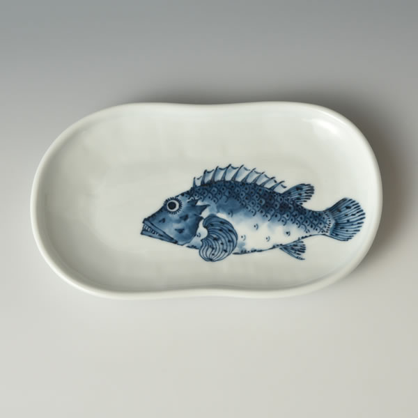 魚紋　ひさご焼皿（かさご）