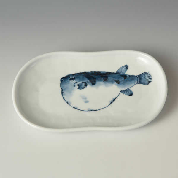 魚紋　ひさご焼皿（ふぐ）