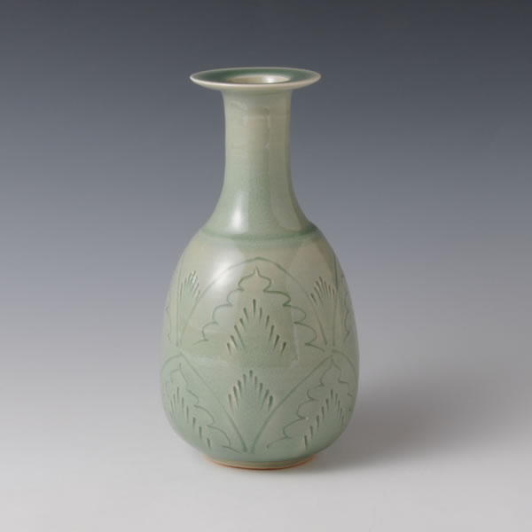 Japan Pottery Net / 翠青磁鶴首花生